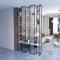 Changhong glass screen partition shelf, living room entrance porch cabinet opposite door, light luxury office flower shelf, book