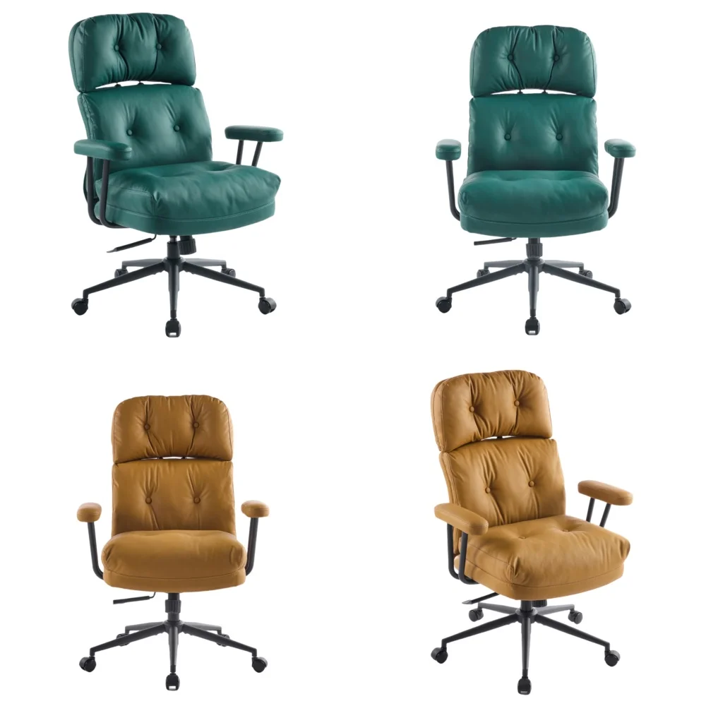Chaise de bureau moderne avec accoudoirs en métal et mécanisme réglable pour une position ergonomique, idéale pour bureau informatique et télétravail