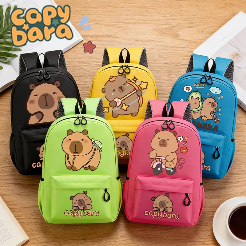 

Capybara Students Backpack Kawaii Animal Backpacks Cartoon Print Book Bag Large Capacity Watertight Schoolbags New Semester Gift