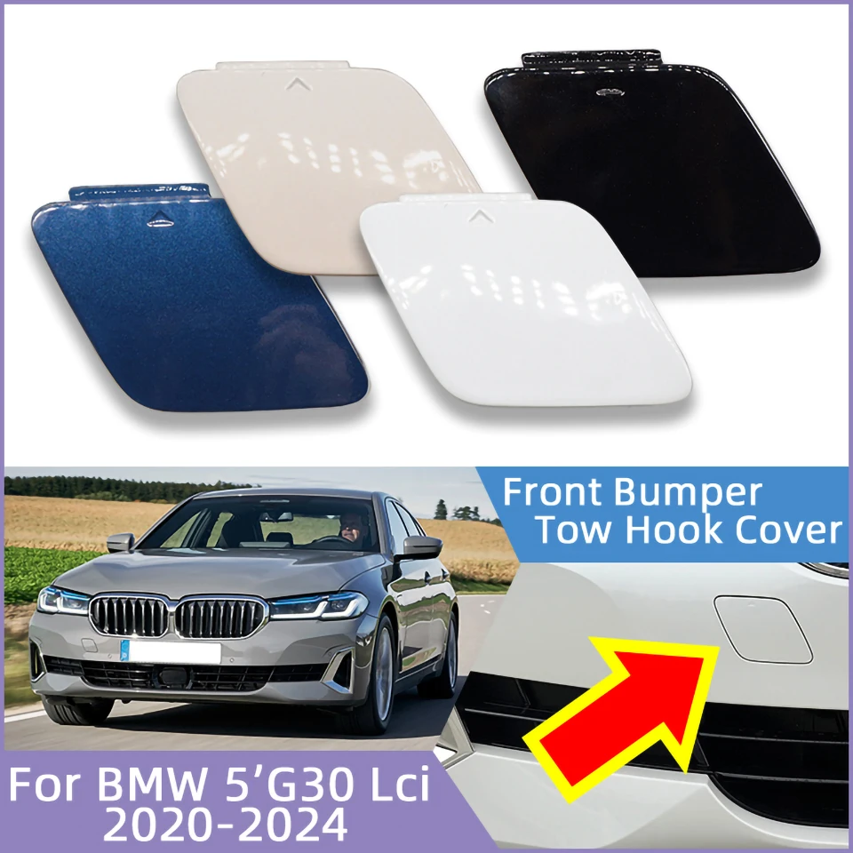 لسيارات BMW 5 Series سيدان G30 LCI 2020 2021 2022 2023 2024 المصد الأمامي سحب هوك غطاء نقل مقطورة قذيفة الوفير غطاء الديكور