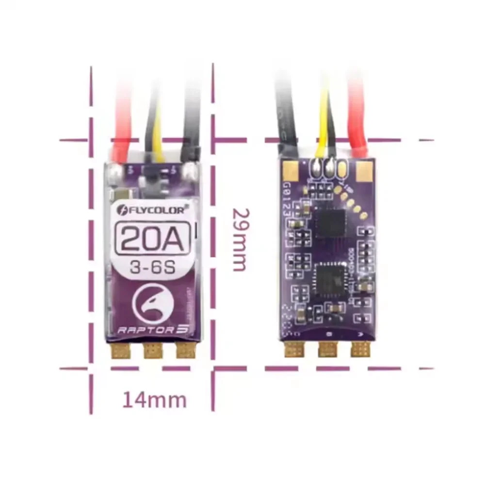 FLYCOLOR Raptor5 20A-50A 3-6S Brushless ESC, 32Bit G701 128K PWM Multi-Rotor Electronic Speed Controller for FPV Racing Drone