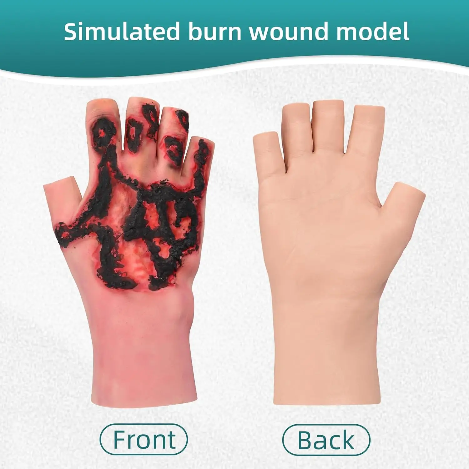 Silicone Hand Burn Wound Trainer Model Wound Care Packing Dressing First Aid Training Wearable for Medical Student Eduction