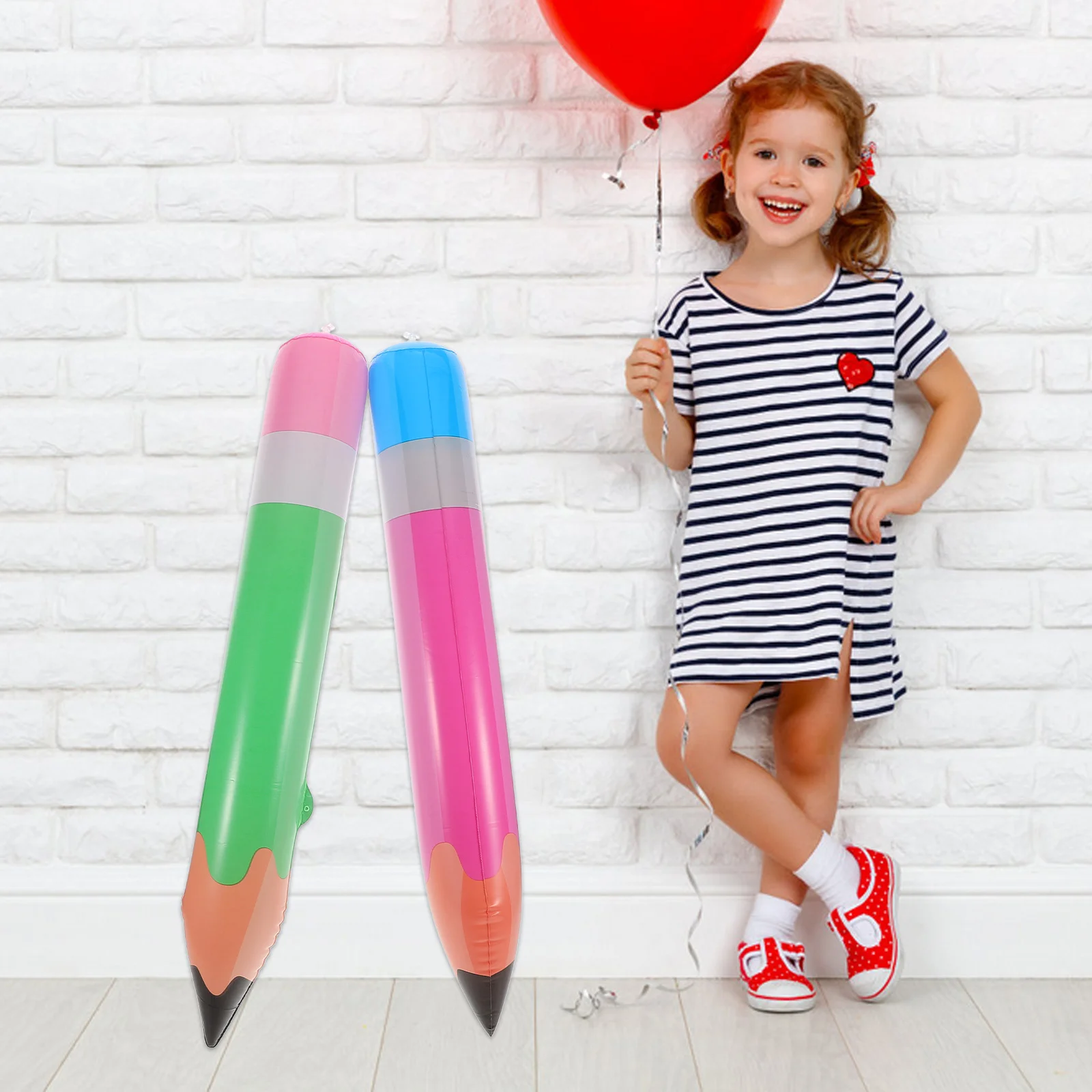 2-delige opblaasbare potlood nieuwigheid opgeblazen ballon grote prop terug naar school decoraties krijt