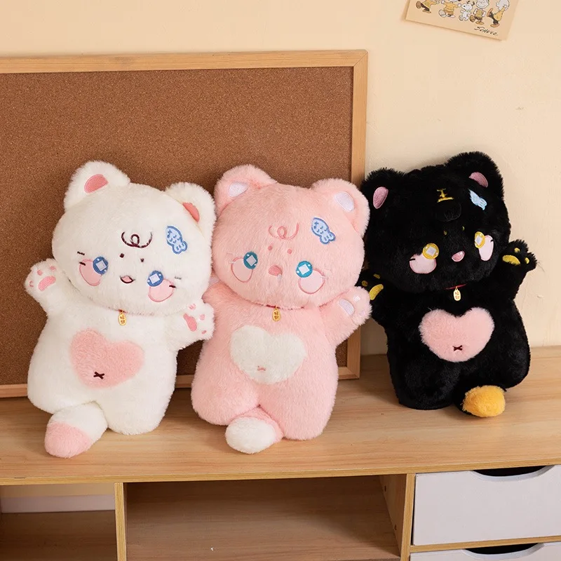 38cm Kawaii Fluffly Cat Plush Toys Cute Stuffed Animals Kittey Plushies Doll Accompany Soft Toys Home Room Decor Kids Xmas Gifts