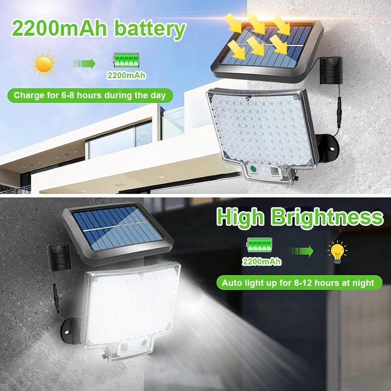 600W LED Solar Light Outdoor With Motion Sensor 4 Mode Remote Control Split Solar lamp Outdoor Garden Yard Waterproof Floodlight