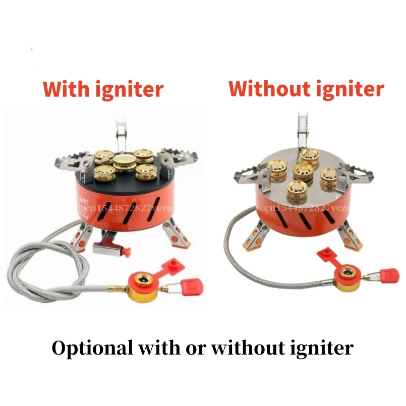 15800W 5 Core Camping Gas Stove Strong Fire Power Tourist Burner Portable Folding Backpacking Furnace Barbecue Picnic Gas Cooker