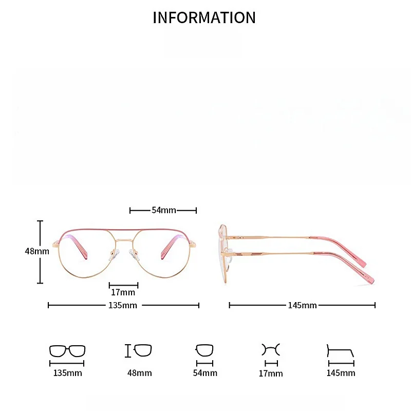 Metal Glasses Frame New Double Bridge Women's Glasses Frame Ultra-light Optical Prescription Glasses Frame For Women 91338