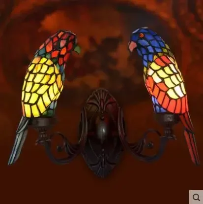 creative retro European aisle corridor porch balcony garden pet led parrot wall lamp
