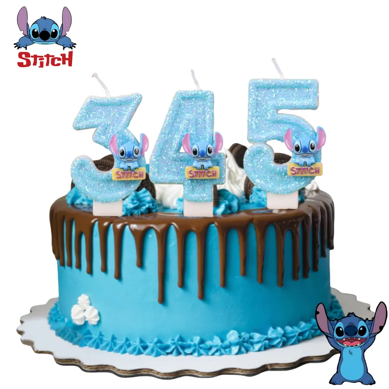 

Синий номер 0-9 аниме Лило и Стич цифровая свеча Kawaii Stitch Angel детские тематические праздничные свечи подарки для детской вечеринки