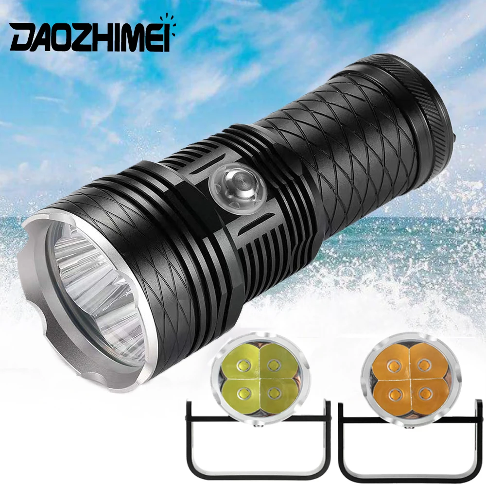 IPX8 Waterproof Tactical Video Fill Light Photography lamp 4*XHP70 LED Diving flashlight 200m Dive Light Hunting Lantern