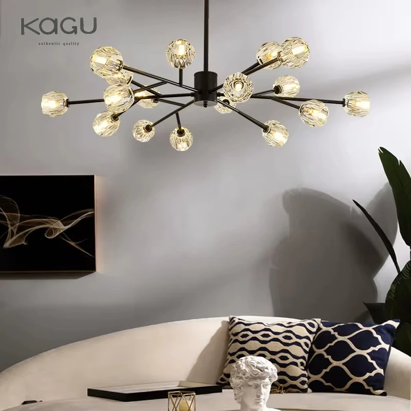 Modern LED Chandelier Crystal Gold Black- Ceiling Light For Living Room Bedroom Dining Kitchen Hall Indoor Lighting Fixture