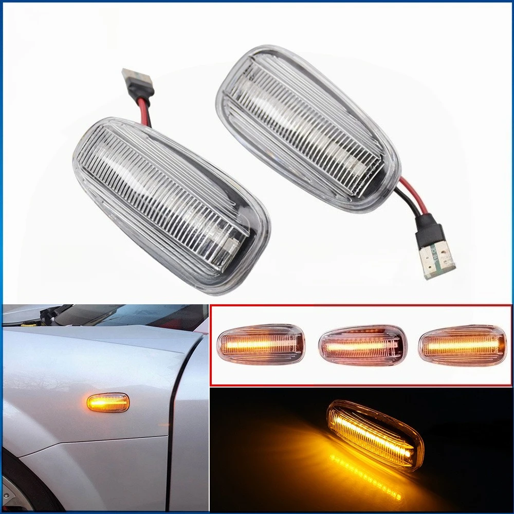 

2PCS LED Amber Sequential Dynamic Fender Side Marker Turn Signal Lights For Opel Zafira A Astra G
