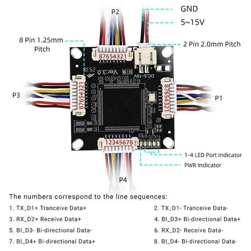 New Arrivals-New For Uavs And Robotics Compatible 4 Port 10/100/1000Mbps Mini Network Switch Module 5-15V Embedded Ethernet Swit