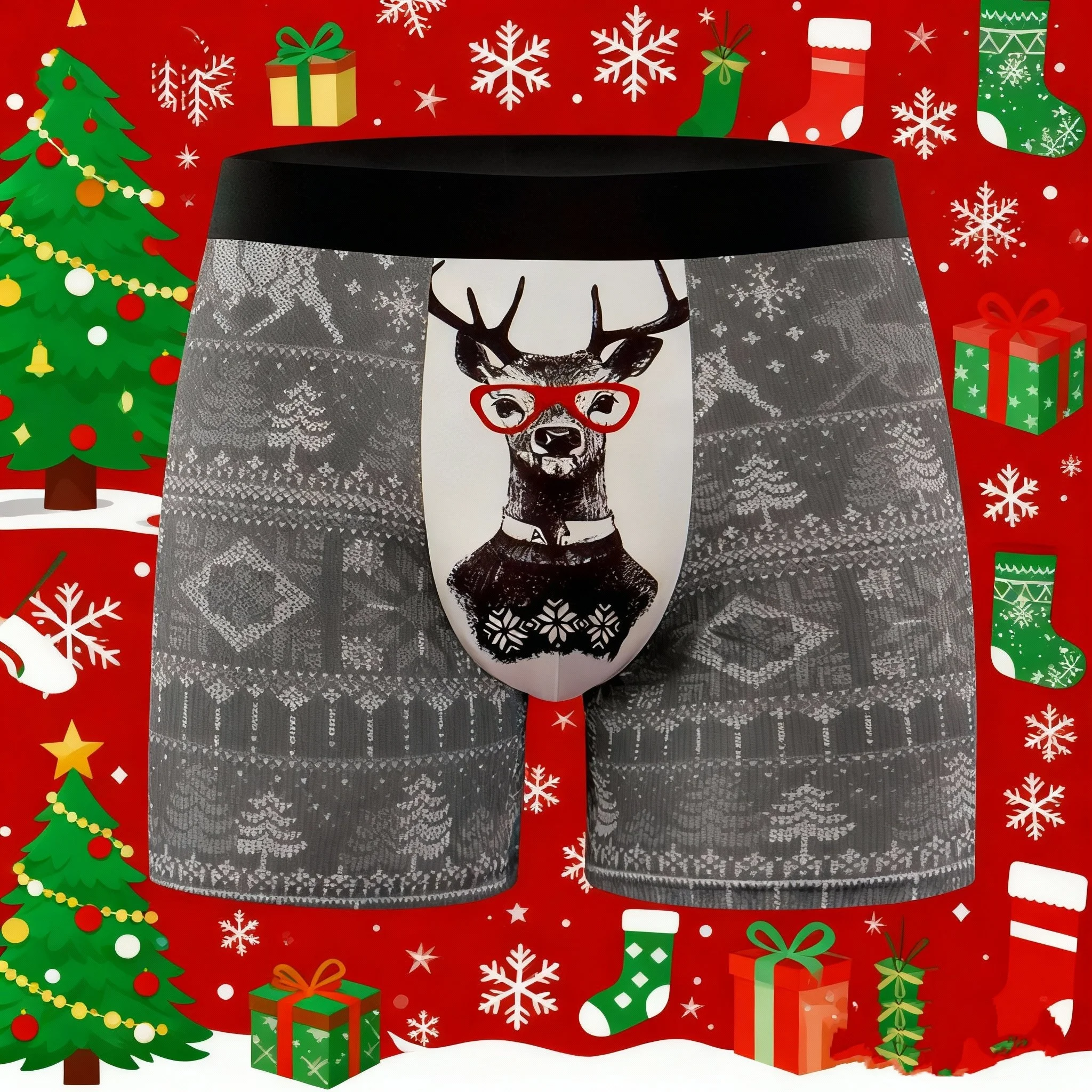 

Мужское нижнее белье с рождественской тематикой, 3D-печать с забавными и интересными рисунками оленей, молодежные шорты-боксеры для мальчиков, эластичные и удобные в ношении