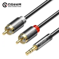 QGeeM RCA Cable 2RCA to 3.5 Audio Cable RCA 3.5mm Jack RCA AUX Cable for DJ Amplifiers Subwoofer Audio Mixer Home Theater DVD