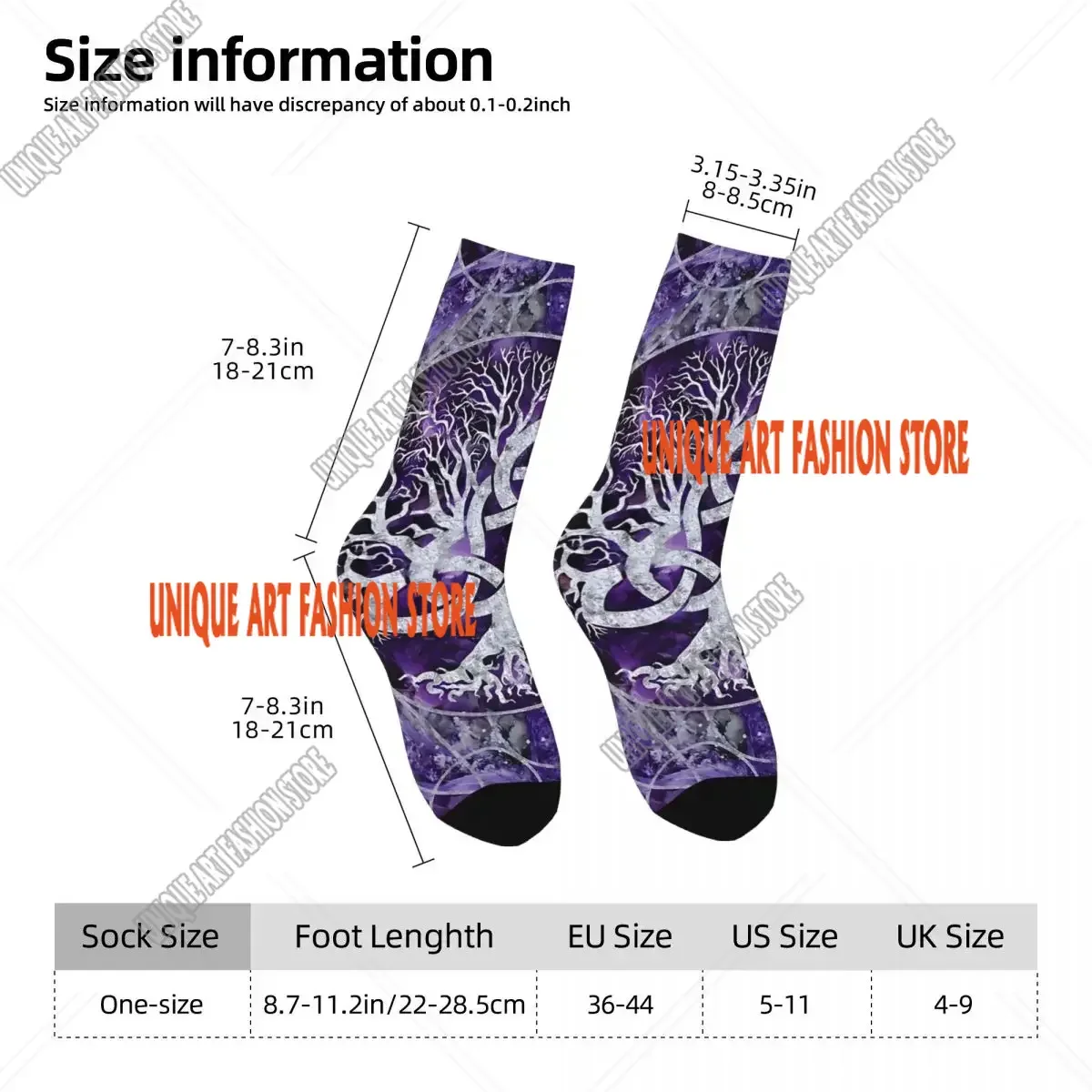 Tree Of Life With Triquetra Amethyst And Silver Men's Socks Retro Harajuku Street Style Novelty Seamless Crew Sock