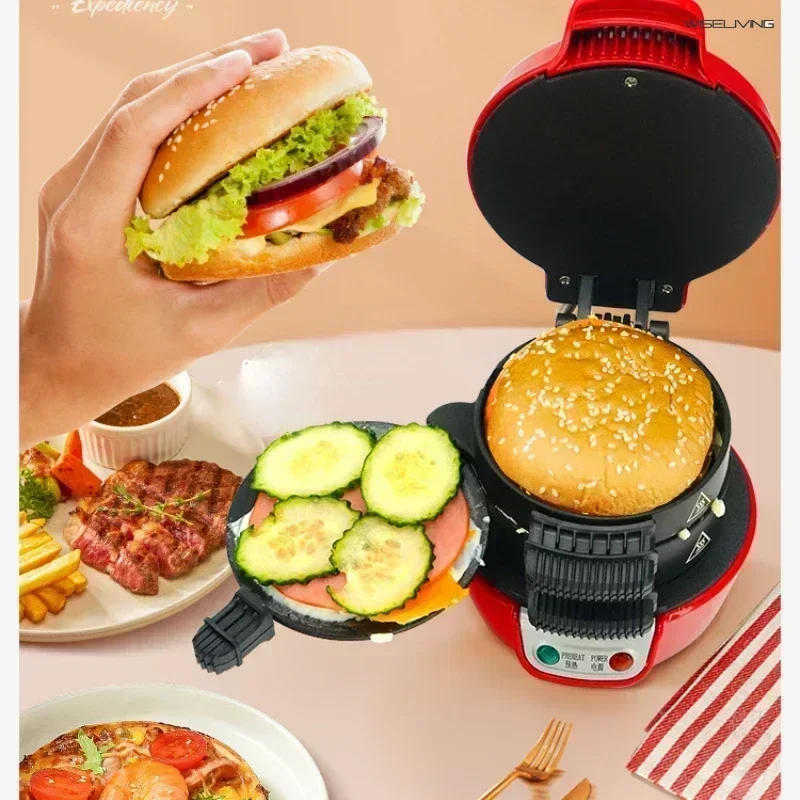 Home burger machine. Small breakfast machine. Multi-function for light food like bread sandwiches. A breakfast maker