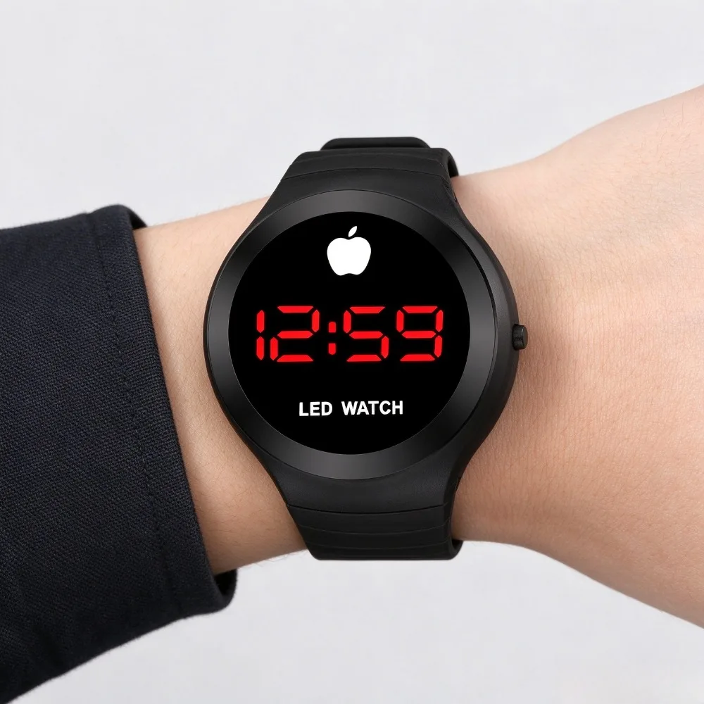 1PCS New LED Electronic Watch Round Unisex Student Outdoor Sports Fashion Waterproof Digital Wristwatch