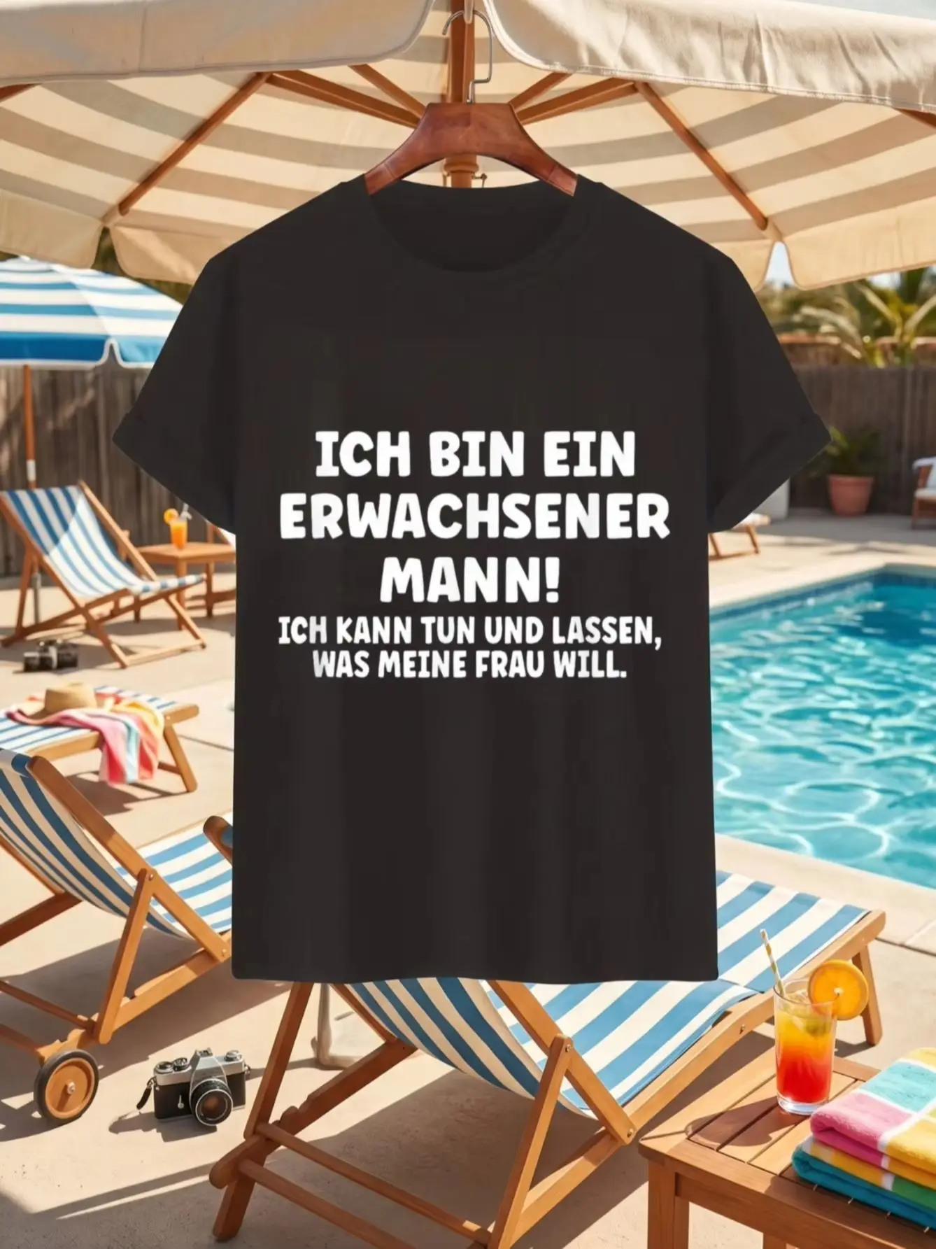 1 Stück T-Shirt aus 100 % Baumwolle mit O-Ausschnitt und kurzen Ärmeln für Erwachsene, Herren, „I Am an Adult Man“.