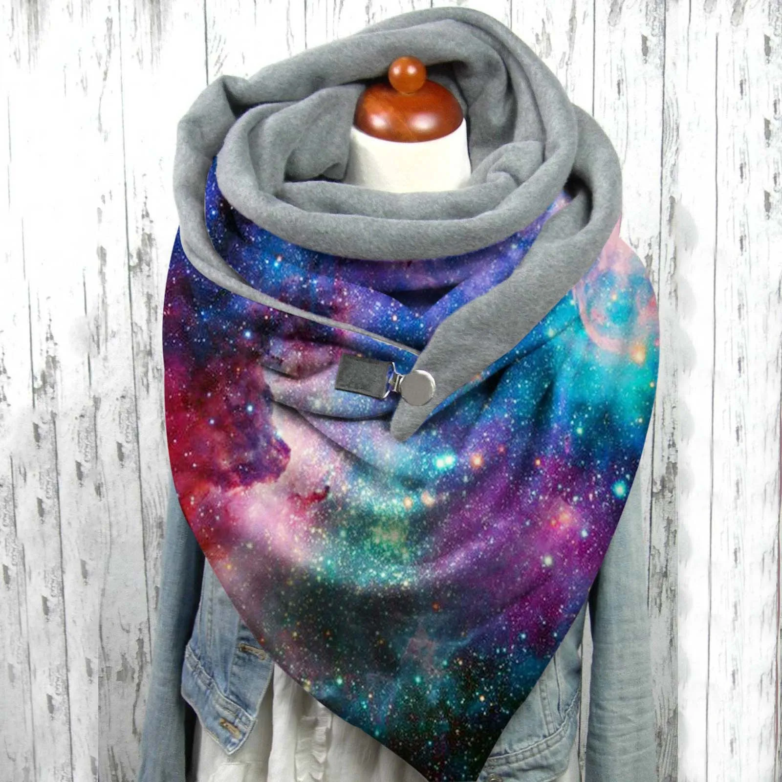 Starry sky pattern 3D Printed Scarf and Shawl Warm for Women and Men Fashion Women Printing Button Soft Wrap Casual Warm Scarves