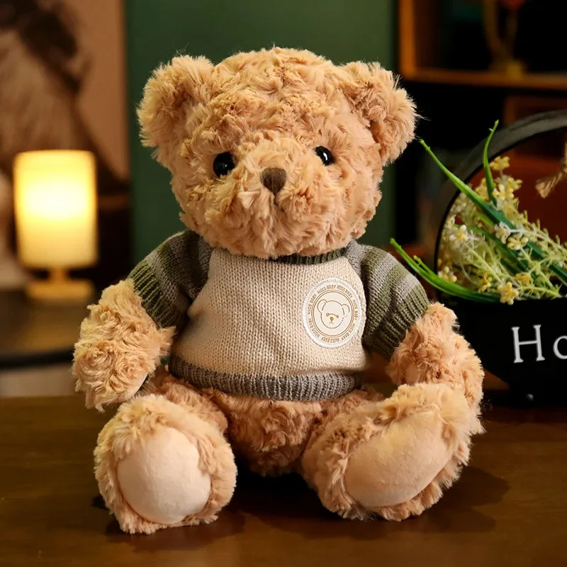 25/35/45CM Cute Vintage Classic Teddy Bear Plush Toys Stuffed Sweater Bear Plushie Dolls for Gifts