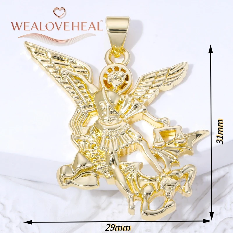 anhänger schmuck,anhänger schmuckherstellung,18K Vergoldete Messing St. Benedikt Anhänger-Halskette, CZ Religiöse Medaille, Katholisches Schutzkreuz, Schmuckgeschenke für Männer und Frauen – Detail 23
