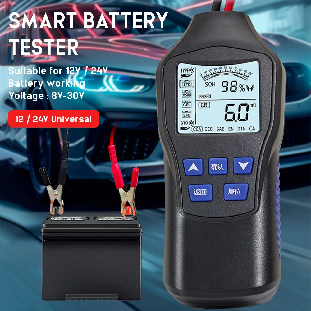 Car Battery Tester Teste De Bateria Automotiva 12v 24v Comprobador De Baterias Monitor Diagnostic for Vehicles Tools Accessories