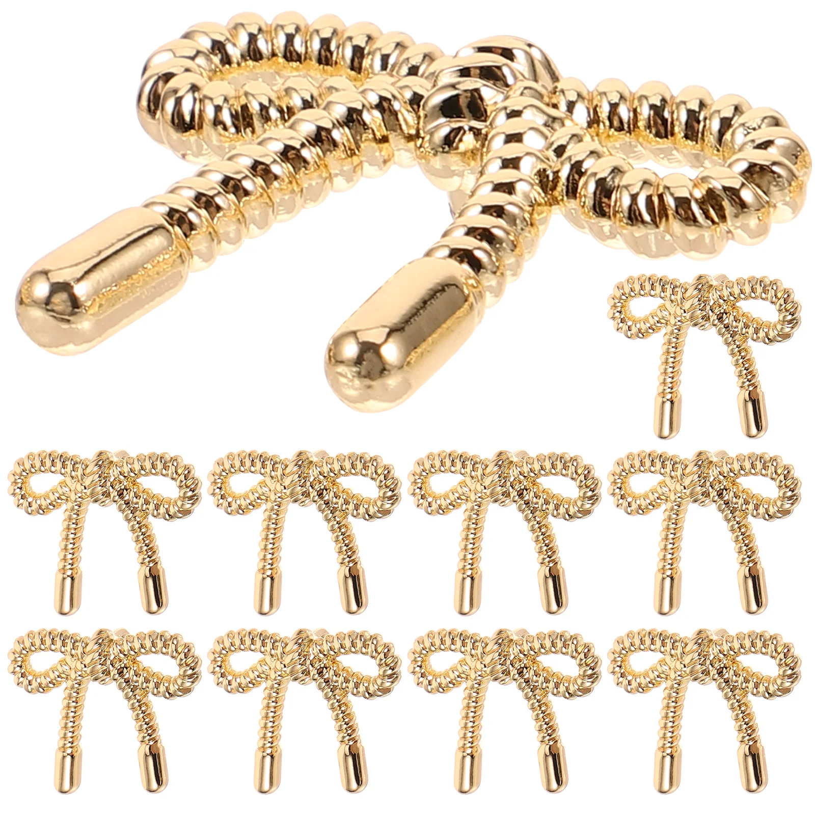 

10pcs Bow Shaped Buttons 25MM Gold For Sewing Clothes Fashion Knitted Sweater Coats Decorative Metal Closure