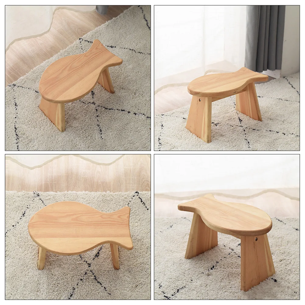 

Fish Shaped Wooden Step Stool Sturdy Solid Wood Footrest for Kitchen Bathroom Bedroom Living Room Child Toddler Foot Stool