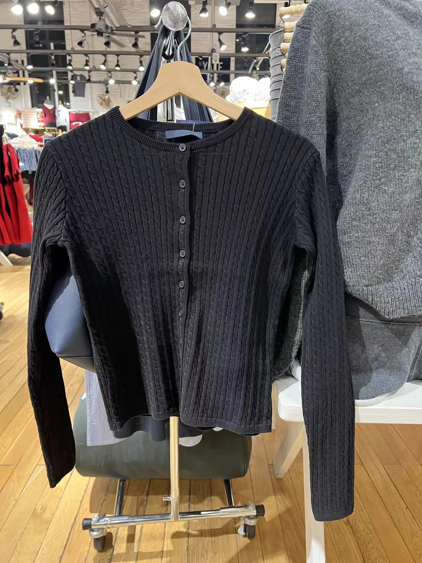 

Twisted Flower Sweater Cardigan Spring O-neck Long Sleeve Cotton Crop Top Woman Casual Simple Black Short Knitwear Tops