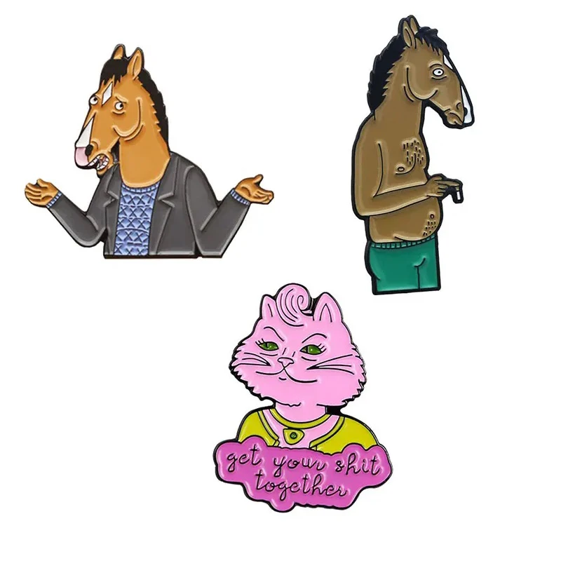 Alfinete de lapela para roupas, Broches na mochila Maleta Badge Decoração de jóias Presentes para amigo BoJacks Horseman Enamel Pin