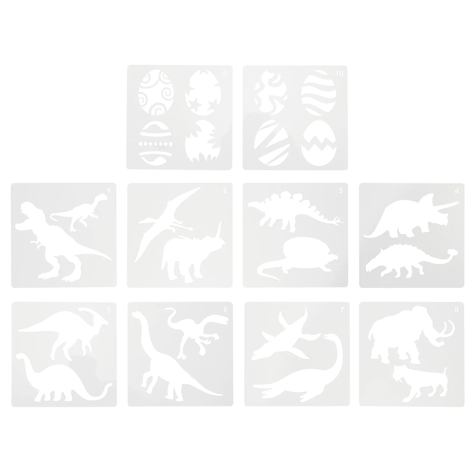 Stencils dinossauro reutilizáveis para pintura, pulverização Artesanato, Modelo sala de aula, Desenho, DIY, 10 pcs