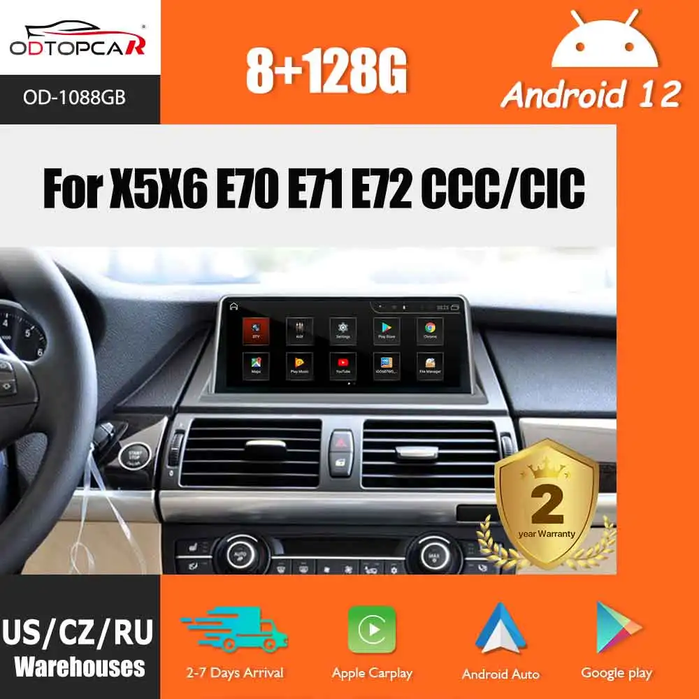 

Odtopcar Car Stereo 8+128G For BMW X5 E70 F15 F85 X6 E71 F16 F86 CCC/CIC/NBT Android Auto Carplay Upgrade 4G WIFI Touchscreen