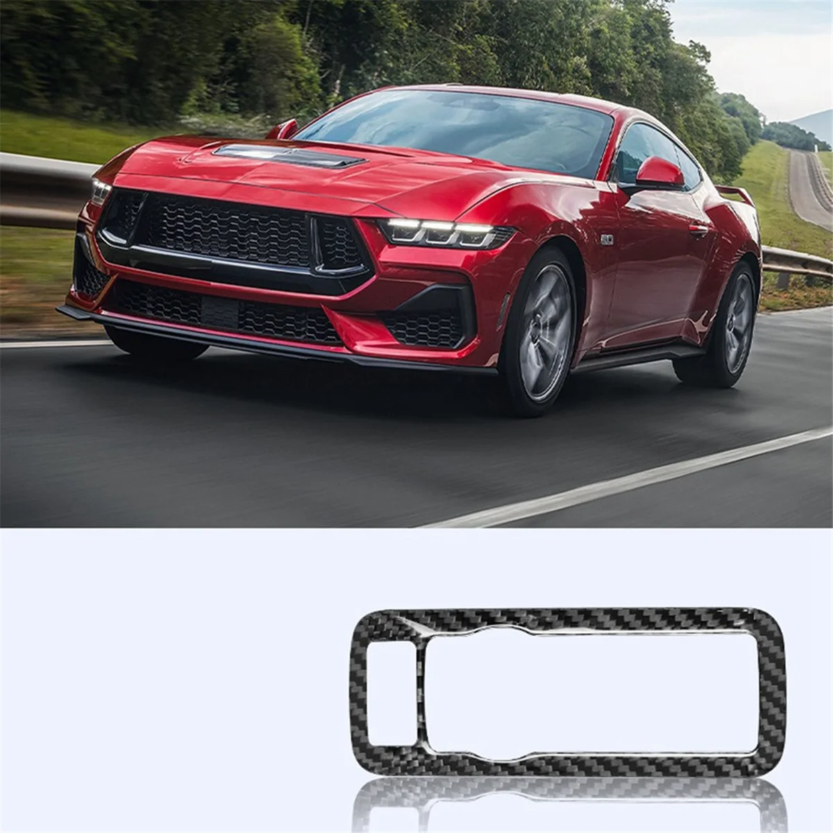 Carbon Fiber Car Dashboard Headlight Switch Frame for Ford Mustang 2024 Car Interior Accessories LHD