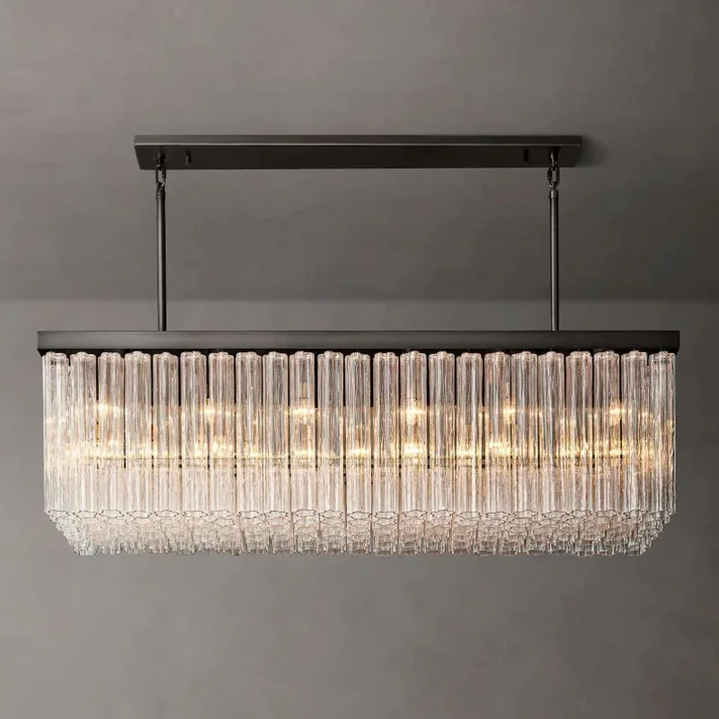 

American Luxury Postmodern Chandeliers Big Glass Pendant Light Hanging Light Large Rectangular House Dining Table chandelier