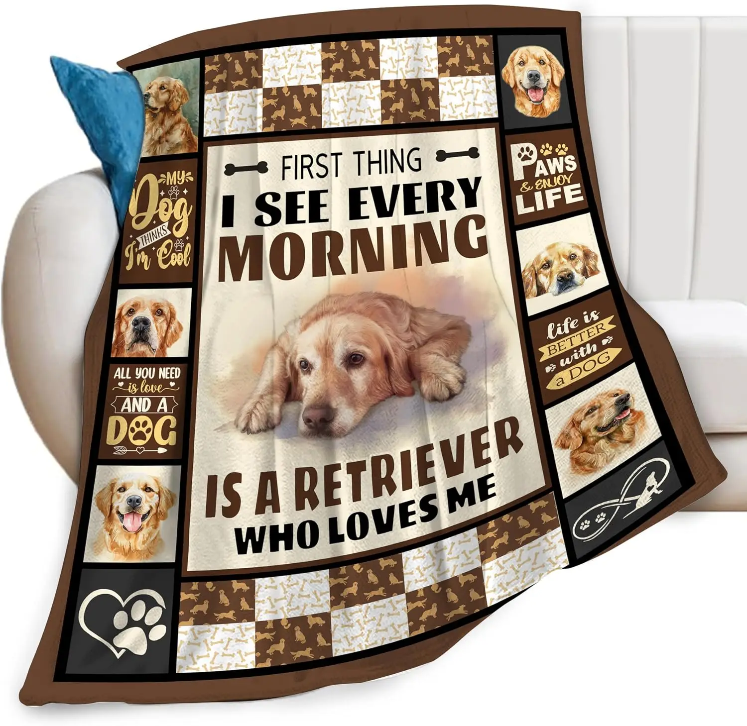 Golden Retriever Dog Print Blanket Best Dog Pet Animal Throw Blankets for Couch Sofa Stuff Decor Gifts Lightweight Soft Cozy Fleece Plush Warm Flannel Bedding for Lover Man Woman Teen Adults 40