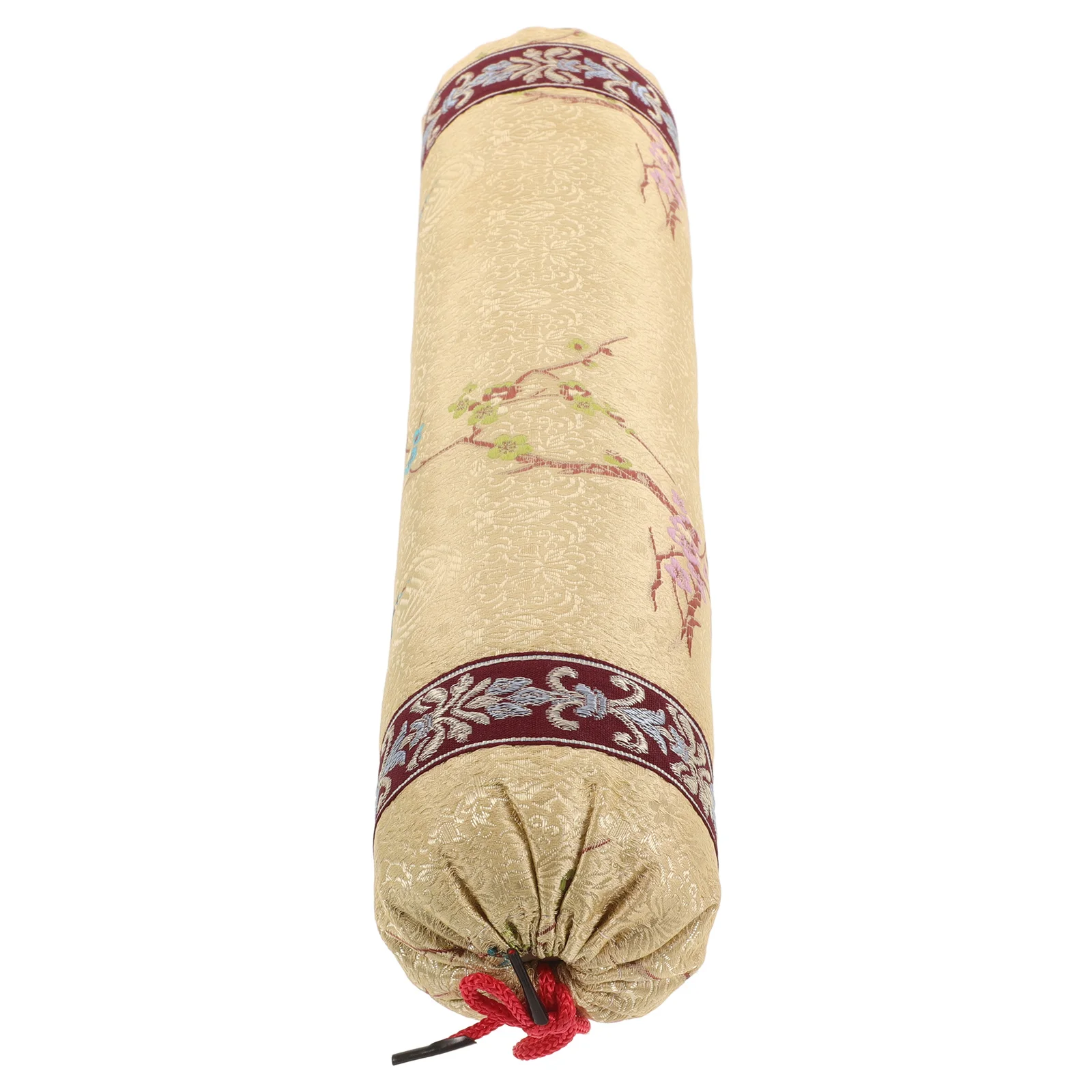 

Small Round Traditional Chinese Neck Pillow Buckwheat Hull Filled Sofa Cushion Decorative Throw Pillow for Home Sleeping and