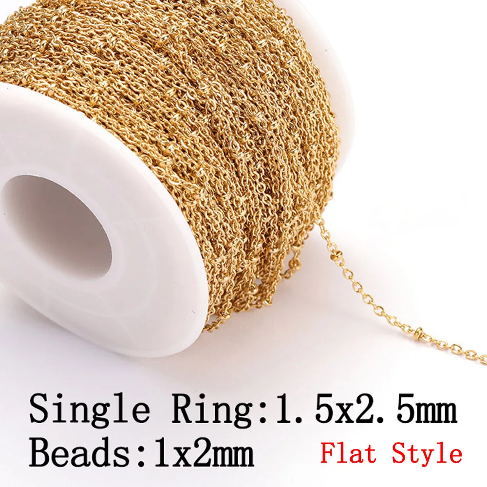 Kein Verblassen, 2 Meter Edelstahlketten für die Schmuckherstellung, DIY-Halskette, Armband, Zubehör, Goldkette, Lippen, Perlen, Perlenkette – Detail 29