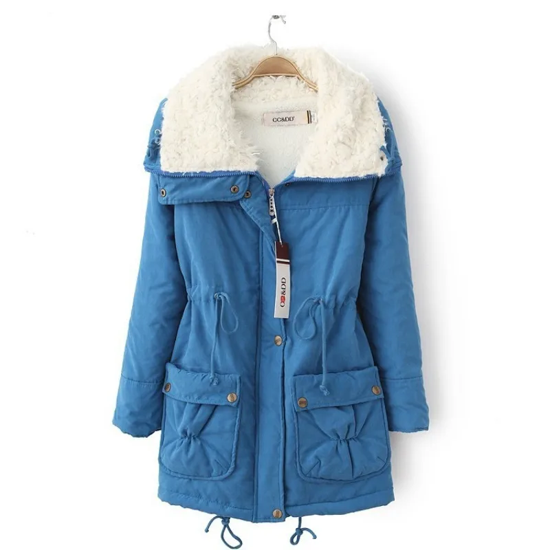 Abrigo de lana de cordero para mujer, chaqueta de lana cálida, Parkas gruesas con bolsillo con cremallera, ropa de abrigo de manga larga, solapa, envío gratis, Invierno