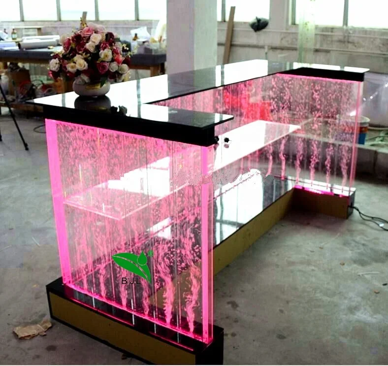 Modern Night Club Bar Furniture Aquarium Water Bubble Wall LED Acrylic Bar Counter