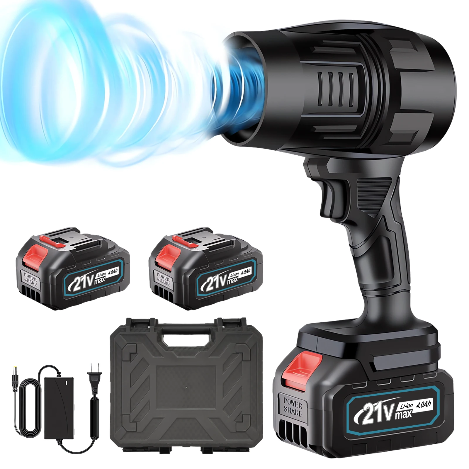 21V Electric Blower 80000 RPM 850W Portable Handheld Turbo Fan Blower Tool With Battery for Patio Cleaning Lawn Care Leaves Dust