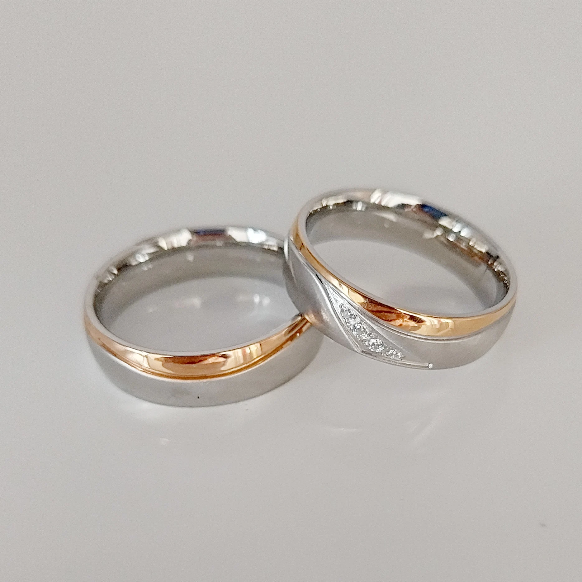 Wedding Ring Alliances High Quality Western 14k rose Gold plated stainless steel jewelry Promise Marriage Couple Rings sets