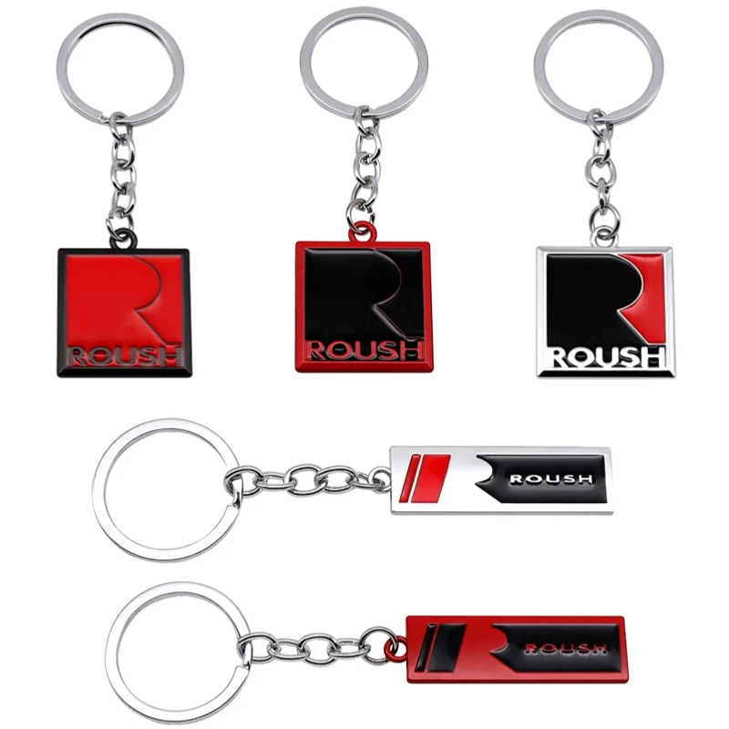 Metal Car Keychain Key Rings Pendant for Ford ROUSH Logo Fiesta Focus Mondeo Kuga Ranger Mustang Transit Explorer Keyring Holder