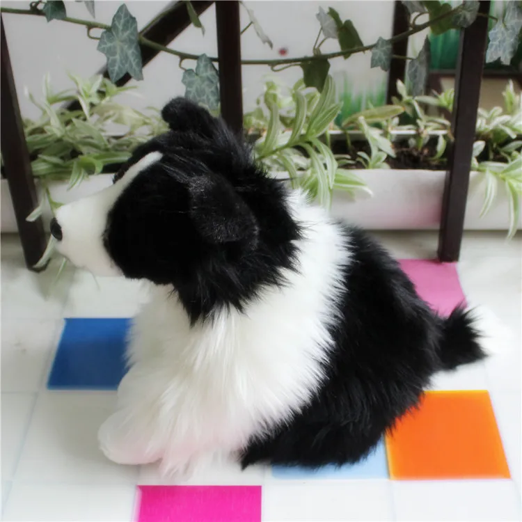 soft sitting white&black dog toy high quality plush shepherd doll gift about 30cm