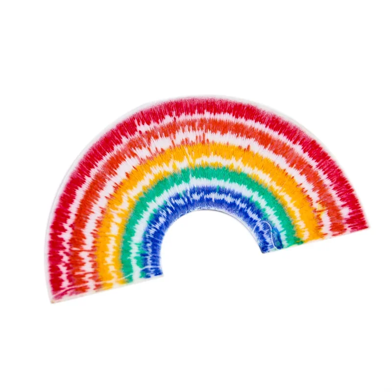 2PCS Rainbow Patch Stripes Badge Embroidery Applique Iron on Patches for Clothes Stickers Handmade DIY Apparel Sewing Supplies