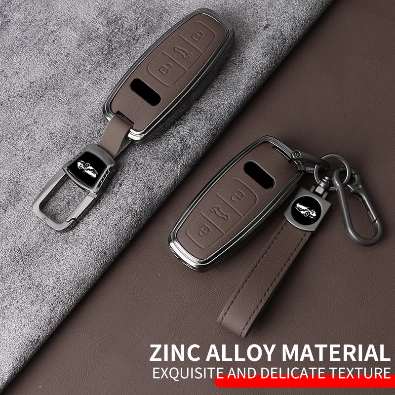 Zinc Alloy Car Key Case Cover Shell Protector Holder for Audi Q8 RSQ8 A6 C8 S6 RS6 A7 S7 RS7 A3 8Y A8 D5 4N RS Etron GT Q4 Q7 4M