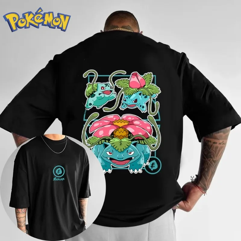 

Футболка с принтом Pokémon Peripheral Venusaur, новая летняя мужская и женская футболка Y2K Harajuku, свободный повседневный универсальный топ с короткими рукавами