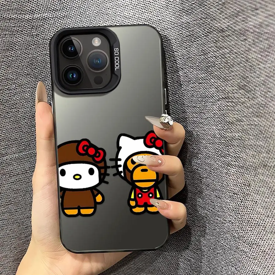 아이폰 14 15 16 플러스 16e 11 12 13 프로 맥스 소프트 쉘 귀여운 카모플라쥬 헬로키티 케이스