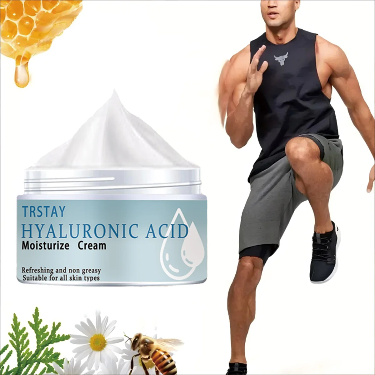 Hyaluronic acid moisturizing cream is refreshing and non greasy, suitable for all skin types