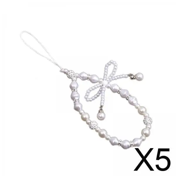 

Белый бисерный ремешок-цепочка для телефона, легкий брелок-подвеска, браслет на запястье для мобильного телефона и сумки